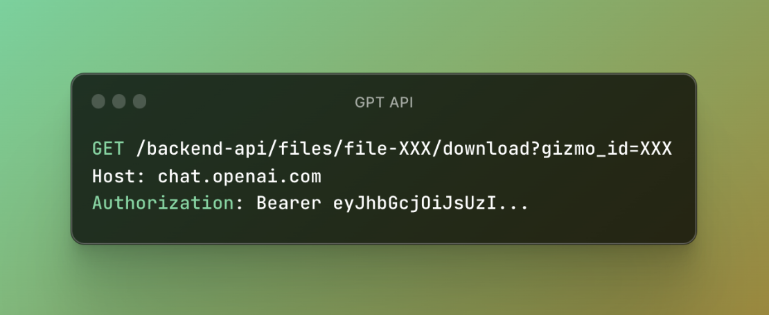Code showing GPTs files API